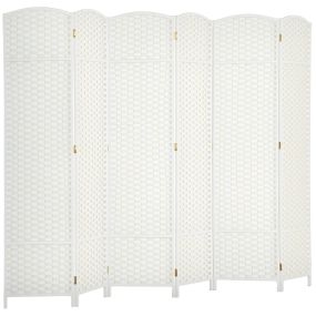 Biombo plegable de 6 paneles 240x170 cm separador de ambientes blanco