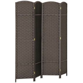 Biombo plegable de 4 paneles 160x170 cm marrón para salón dormitorio u oficina