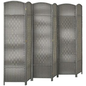 Biombo plegable de 6 paneles 270x180 cm de polipropileno gris mixto para oficina y dormitorio