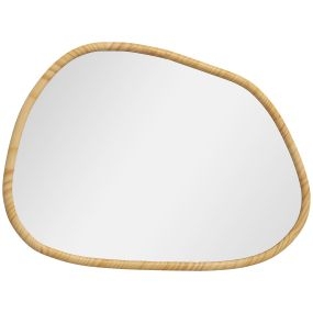 Espejo de pared decorativo 70x50 cm con forma irregular y marco de madera natural