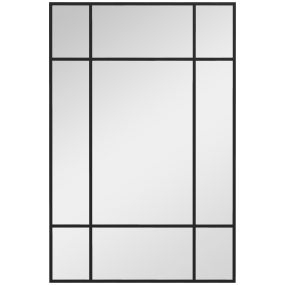 Espejo rectangular de pared 90x60 cm con marco de metal negro para salón dormitorio y entrada