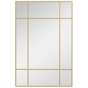 Espejo rectangular de pared 90x60 cm con marco de metal dorado para salón dormitorio entrada