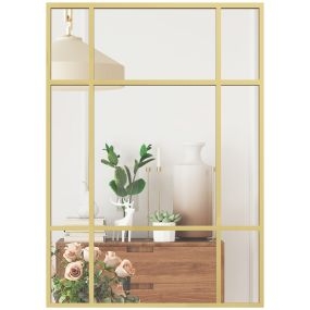 Espejo rectangular de pared 70x50 cm con marco de metal dorado decorativo
