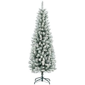 Árbol de Navidad artificial nevado 183 cm con 479 ramas y soporte de metal para interior verde