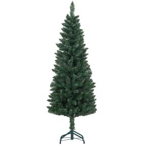 Árbol de Navidad estrecho 150 cm tipo lápiz con base plegable y 317 ramas verde