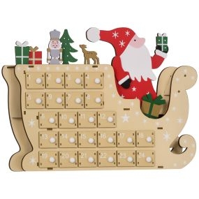 Calendario de Adviento de madera con 24 cajones, 22,5x8x36 cm, natural