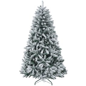 Árbol de Navidad 180 cm Árbol de Navidad Artificial Nevado con 796 Ramas y Soporte de Metal Árbol Navideño para Salón Interior Verde