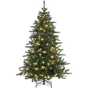 Árbol de Navidad artificial 180 cm con 310 luces LED, 872 ramas y patas de metal, verde