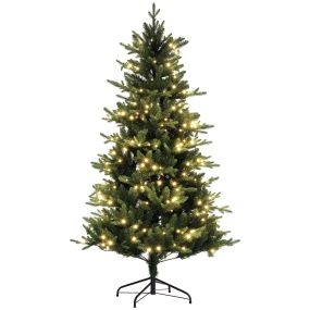 Árbol de Navidad artificial verde de 180 cm con 350 luces LED, 726 ramas y soporte de acero