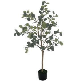 Planta artificial decorativa grande 120 cm eucalipto con maceta verde para interior