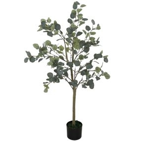 Planta artificial decorativa grande 150 cm eucalipto con maceta verde para interior