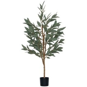 Planta artificial decorativa grande 150 cm laurel con maceta y hojas verdes para interior