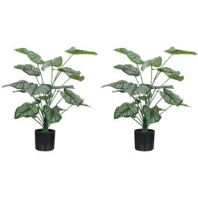Conjunto de 2 plantas artificiales decorativas 65 cm con maceta y hojas verdes para interior