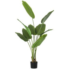 Planta artificial bananera 160 cm con maceta, hojas verdes para interior y exterior