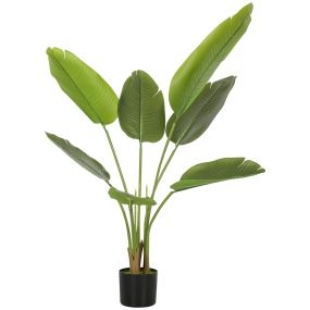 Planta artificial decorativa 109 cm bananera con maceta hojas verdes para interior y exterior
