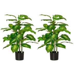 Juego de 2 plantas artificiales de 95 cm con maceta verde para decoración de hogar, salón y oficina