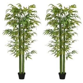 Pack de 2 bambúes artificiales en maceta 180 cm para interior verde