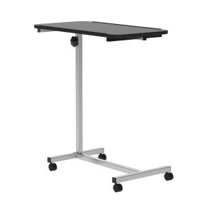 Mesa auxiliar con ruedas para sofá y cama, altura ajustable, acero, negro y plata, 77x40x76-100 cm
