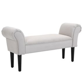 Banco zapatero tapizado con brazos de madera para dormitorio salón recibidor 102x36x51 cm 130 kg