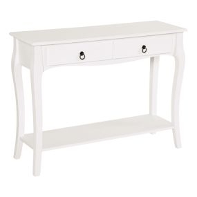 Mesa consola aparador blanco brillo con cajones y estante 100x33x75 cm madera