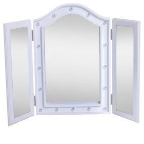 Espejo de maquillaje LED plegable triple de mesa 73x53.5x4.5 cm con batería
