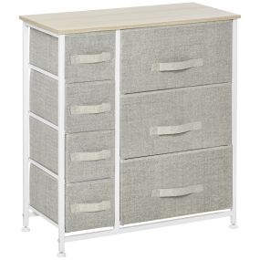Cómoda de tela con 7 cajones, marco de acero, gris, para dormitorio, salón, oficina y vestidor