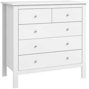 Cómoda de 5 cajones estilo moderno blanco 79x39,5x80,5 cm