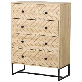 Armario auxiliar cajonera cómoda de 5 cajones para oficina 80x39,5x110 cm