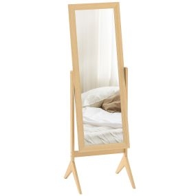 Espejo de pie cuerpo entero reclinable 47x46x148 cm con soporte y marco rectangular roble