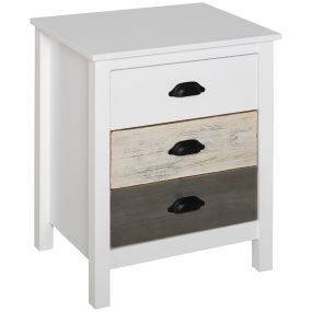 Mesita de noche moderna con 3 cajones 50x38x65 cm blanco
