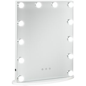 Espejo de maquillaje estilo Hollywood con 12 luces LED ajustables 41,5x13,5x51 cm blanco