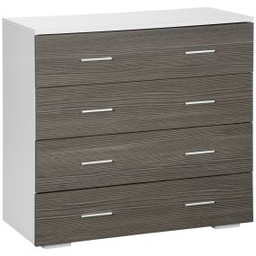 Cómoda de 4 cajones estilo moderno gris veteado y blanco 76x35x72 cm