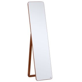Espejo de pie cuerpo entero rectangular de pared marco de madera de pino nogal 37x43x156 cm