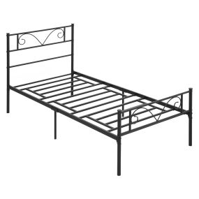Marco de cama individual de metal negro 31 cm para colchón 90x190 cm con cabecera mariposa y espacio de almacenamiento 95x196x100 cm