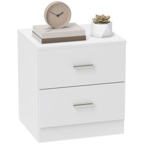Mesita de noche moderna con 2 cajones 45x39,5x49 cm blanco
