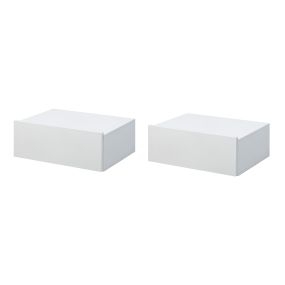 Juego de 2 mesitas de noche flotantes con cajón, montadas en pared, 40x30x15 cm, blancas