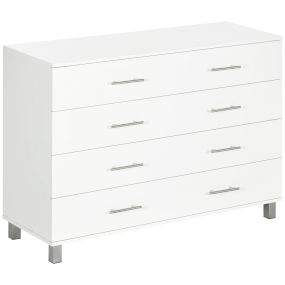 Cómoda de madera con 4 cajones, 112x38,2x81 cm, blanco