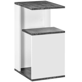 Mesita de noche auxiliar con 2 estantes 35x29,5x60 cm gris y blanco