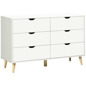 Cómoda de 6 cajones blanca 120x40x76 cm estilo moderno antivuelco