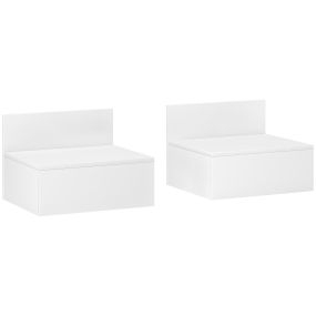 Juego de 2 mesitas de noche flotantes con cajón 43x36,5x30,5 cm blanco