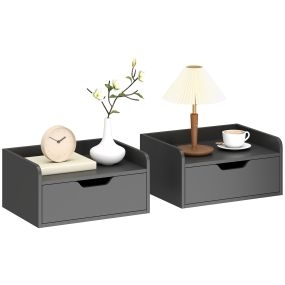 Set de 2 mesillas de noche de pared flotantes con 1 cajón 40x30x19,5 cm negro