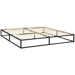 Marco de cama de acero negro 25 cm para colchón 180x200 cm somier de listones de madera para 1-2 personas estilo moderno