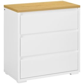 Cómoda de 3 cajones sin tiradores estilo moderno 70x37x75 cm blanco