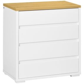 Cómoda de 4 cajones sin tiradores estilo moderno 70x37x75 cm blanco