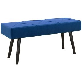 Taburete pie de cama multifuncional azul oscuro 100x36x45 cm con asiento acolchado y patas de acero