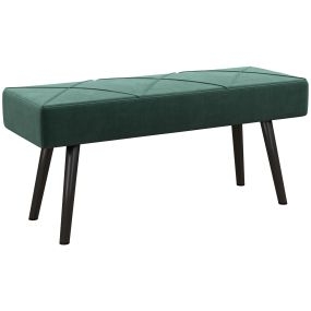 Taburete pie de cama multifuncional verde con asiento acolchado y patas de acero 100x36x45 cm