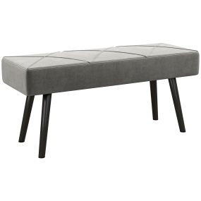 Taburete pie de cama multifuncional gris 100x36x45 cm asiento acolchado patas de acero 120 kg
