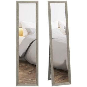 Espejo de pie cuerpo entero 157x37 cm gris con soporte, independiente, pared o apoyado