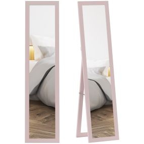 Espejo de pie cuerpo entero 157x37 cm rosa perla claro con soporte, pared o apoyado