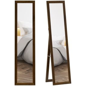 Espejo de cuerpo entero 157x37 cm con soporte, independiente, pared o apoyado, nogal